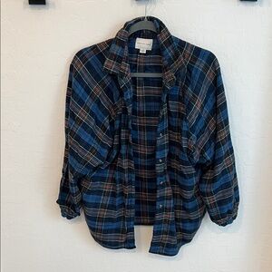 Blue American Eagle Plaid Button-Up Shirt